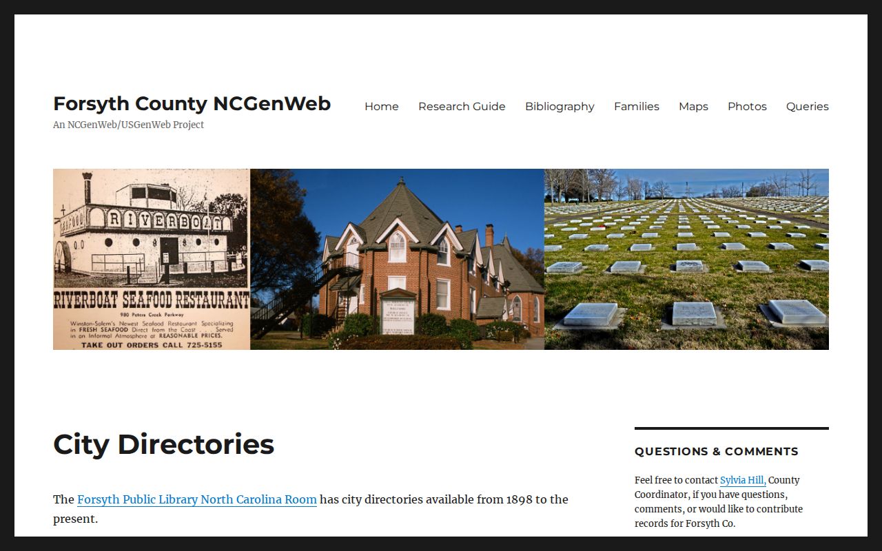 Clemmons previous residents research in the Forsyth city-directory coverage bibliography